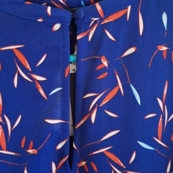 Banana Republic Ruffle-Hem Swing Shift Blue Long Sleeve Dress Size M - Picture 9 of 9